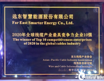 喜讯！<em>远东智慧能源</em>上榜2020年全球线缆产业最具竞争力企业十强