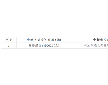 中标 | 浙江天成项目管理有限公司关于<em>慈溪市</em>崇寿镇低收入农户增收91.76KWp光伏发电服务项目的中标(成交)结果公告