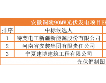 最低3.65元/瓦，特变电工拟中标安徽铜陵90MW光伏发电项目EPC