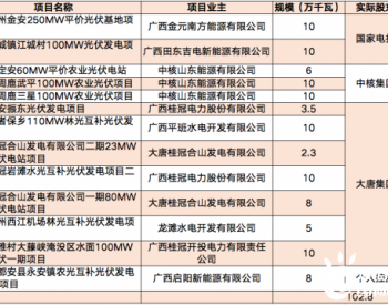 广西发布1.028GW光伏平价项目名单：大唐、国家电投、<em>中核集团</em>几乎包揽！