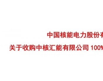 中国核电21.1亿完成收购中核汇能，扩大新能源产业