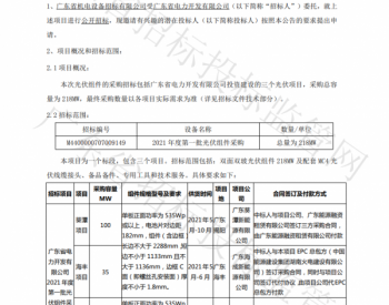 招标 | 广东电力2021年度第一批218MW光伏组件采购招标公告