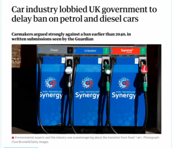 汽车业界游说英国政府推迟对<em>燃油汽车</em>的禁令