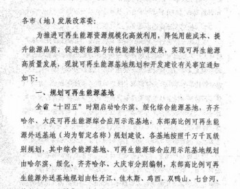 黑龙江“十四五”启动建设五大千万千瓦级<em>可再生能源基地</em>