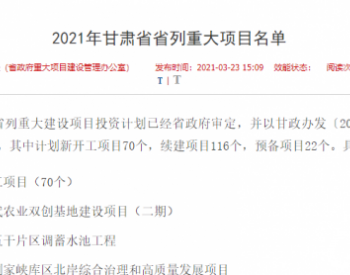 9大风电项目！2021年甘肃省省列重大项目名单公布！