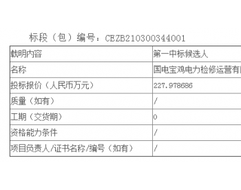 中标丨陕西繁食沟一、二期、草山梁<em>风场风机</em>外委检修维护（打捆）公开招标中标候选人公示