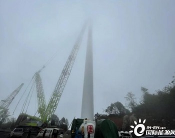 大唐重庆南川项目首套塔筒顺利吊装！