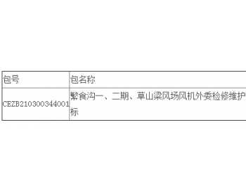 中标丨陕西公司繁食沟一、二期、草山梁<em>风场风机</em>外委检修维护（打捆）公开招标中标结果公告