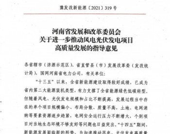 河南省发展和改革委员会关于进一步推动风电光伏发电项目高质量发展的<em>指导意见</em>