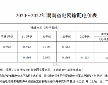 湖南省发展和改革委员会关于省电网2020～2022年<em>输配电价</em>有关问题的通知