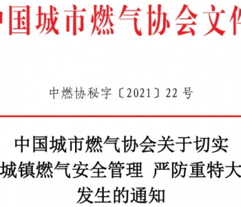 <em>中国城市燃气协会</em>关于切实加强城镇燃气安全管理严防重特大事故发生的通知