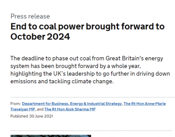 英国宣布2024年10月1日起停止燃煤发电，并<em>敦促</em>全球共同努力！