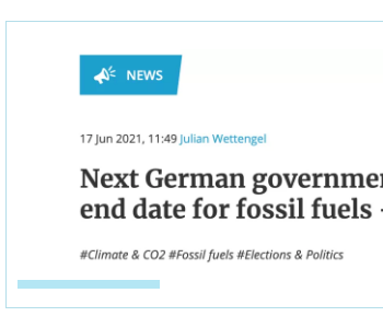 德国智库为下届政府支招：2045年完全放弃<em>化石能源</em>，除非使用CCUS