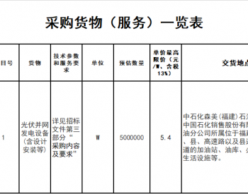 中标 | 4.8元/瓦！100个加油站站点！中石化5MW光伏电站项目中标结果公示！