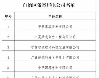 宁夏自治区发展改革委关于售电公司备案的公示