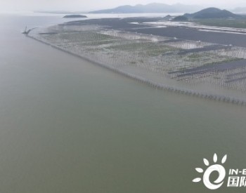 江苏象山长大涂300兆瓦滩涂光伏发电项目挡浪墙工程钢管桩施工全部完成