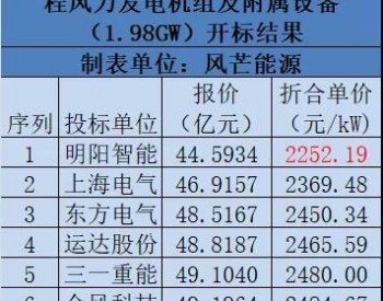 重磅 | 大唐1.98GW风电项目中标公示！明阳2252元/kW<em>最低价</em>独揽！