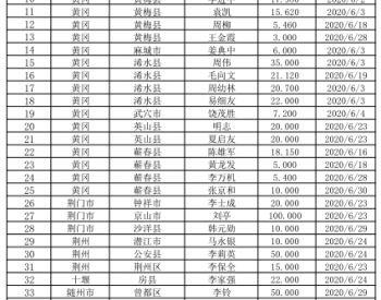 2020年6月湖北省纳入国补规模户用光伏项目名单统计数据表