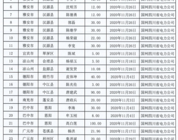 2020年11月四川省纳入国补规模户用光伏项目名单统计数据表