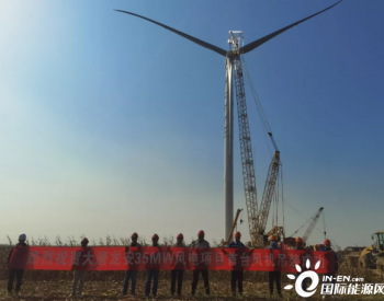 大唐龍安35MW分散式風電項目首臺風機順利吊裝完成