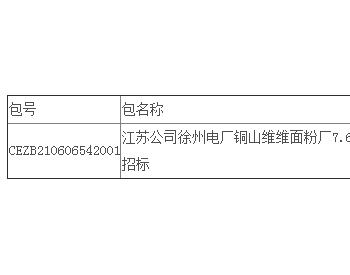 中标 | <em>江苏公司</em>徐州电厂铜山维维面粉厂7.60968MWp光伏EPC项目公开招标中标结果公告