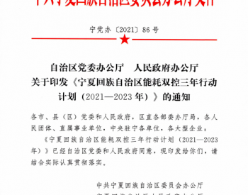 宁夏自治区党委办公厅 人民政府办公厅关于印发《宁夏回族自治区能耗双控三年行动计划（2021-2023年）》的通知