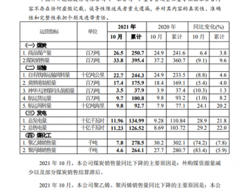 中国神华：10月<em>煤炭销售量</em>3380万吨 同比下降9.1%