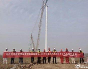 河南新能源<em>虞城</em>20MW分散式风电项目完成首台风机吊装