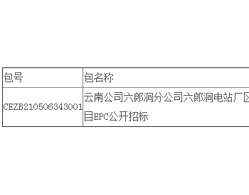 中标 | 云南公司六郎洞分公司六郎洞电站厂区1.89MWp<em>分布式光伏发电</em>项目EPC公开招标中标结果公告