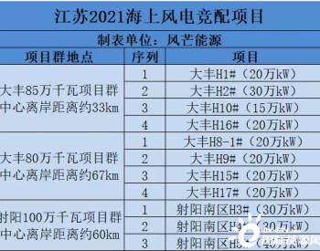 江苏发布2021海上<em>风电竞配</em>公告：强调经济平价真实性和可实施性，不再追求产业导入