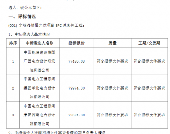 中标 | 广西宁明县板棍光伏项目EPC总承包工程中标候选人公示
