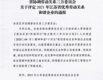 固德威获评“2021年江苏省优秀劳动关系<em>和谐企业</em>”称号