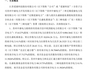 2.48亿元，<em>爱康科</em>技出售光伏电站项目公司股权