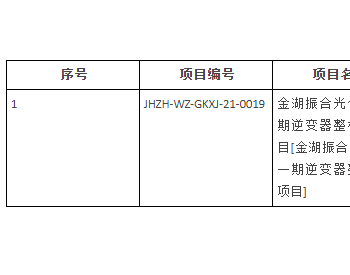 中标 | 金湖振合光伏电站一期逆变器整机更换项目采购结果公告