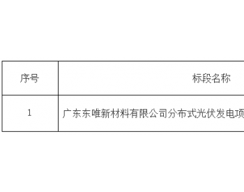 中标 | 广东东唯新材料有限公司分布式光伏发电项目EPC总承包工程中标结果公告