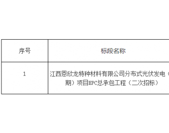 招标 | 江西恩欣龙<em>特种</em>材料有限公司分布式光伏发电（一期）项目EPC总承包工程（二次招标）招标公告