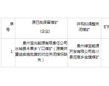 贵州企业并购拟调整<em>关闭煤矿</em>名单公示(第二十九批)