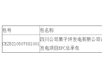 中标 | 四川公司栗子坪发电有限公司调节池2MW分布式光伏发电项目EPC总承包公开招标中标结果公告