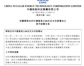 1.84亿！中国<em>核能科技</em>集团与晶科能源签署光伏设备采购协议