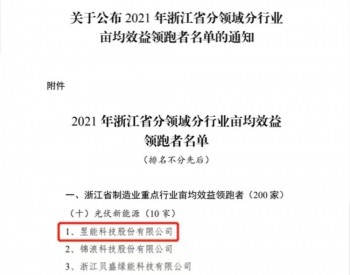 亩均效益，全省领跑丨<em>昱能</em>科技再添新荣誉