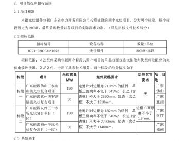 招标 | 广东省电力开发有限公司2022 年第二批光伏组件采购招标公告