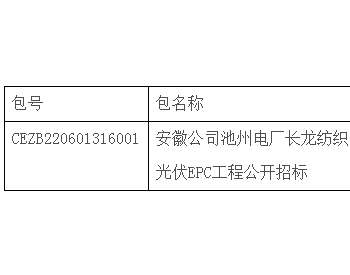 中标 | 安徽公司<em>池州</em>电厂长龙纺织3.7MWp分布式光伏EPC工程公开招标中标候选人公示