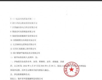 中标 | 徐州市环投能源科技有限公司生产供应商入库项目（光伏组件）评标结果公布