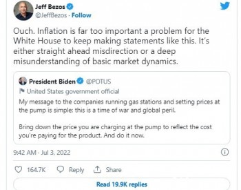 贝索斯抨击拜登降低<em>能源价格</em>的呼吁 称其完全不懂市场规律