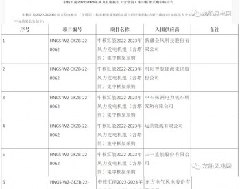 中标 | 总容量预计为3～3.5GW！8家整机商中标中核汇能2022-2023年风力发电机组（含塔筒）集中框架采购