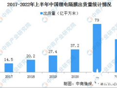 2022年上半年中国锂电隔膜出货量情况：TOP6企业出