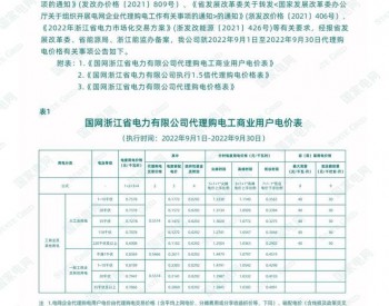 <em>国网浙江</em>省电力有限公司关于2022年9月代理工商业用户购电价格的公告