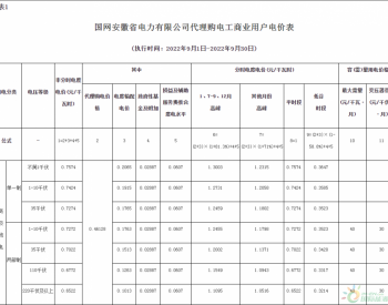 安徽省发展改革委关于发布我省9月份电网企业代理工商业用户电价表和<em>代理购电价格</em>表的通告