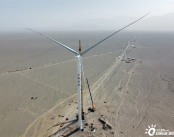 新疆立新能源<em>若羌</em>县50兆瓦风电项目首台风机整机吊装完成