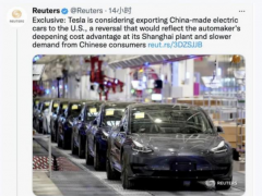 马斯克否定中国产特斯拉电动汽车将出口美国一事
